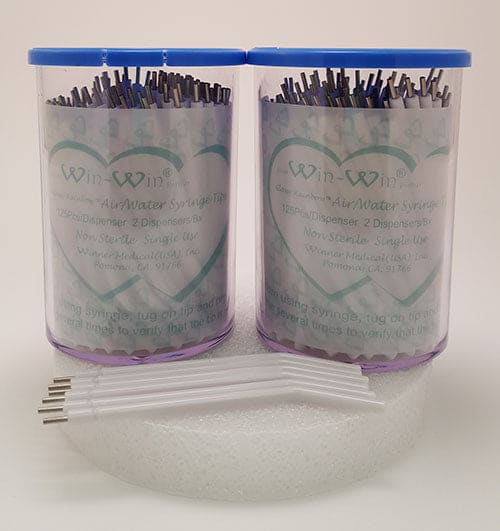WYKLESure Tip, Air/Water Syringe Tips With Metal Tube (Metal/White) 250/pk #8651B-250