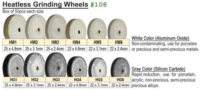Meta Dental Corp Heat-Less Grinding Wheels, All Sizes, 50/pk #108-G2548