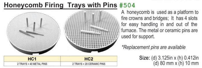 Meta Dental Corp Honeycomb Firing Trays w/ Pins, All Types & Sizes 1/pk #504