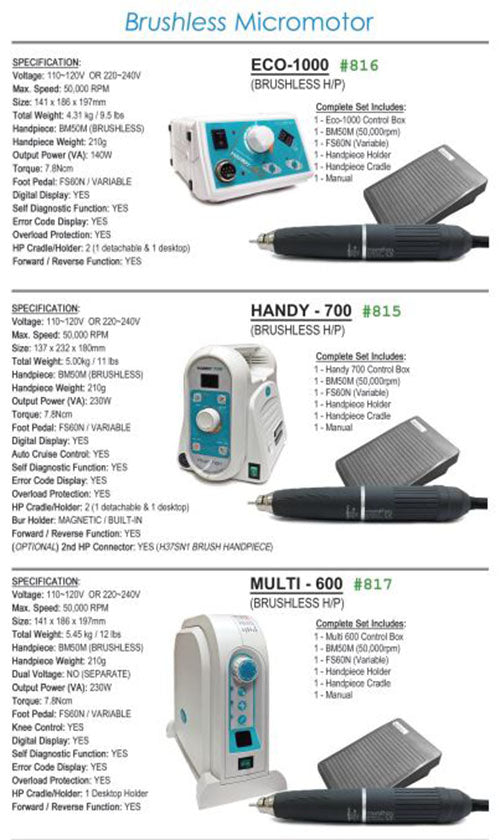 Meta Dental Corp Micromotors Brushless w/ Handpiece 110V-120V, All Types & Sizes