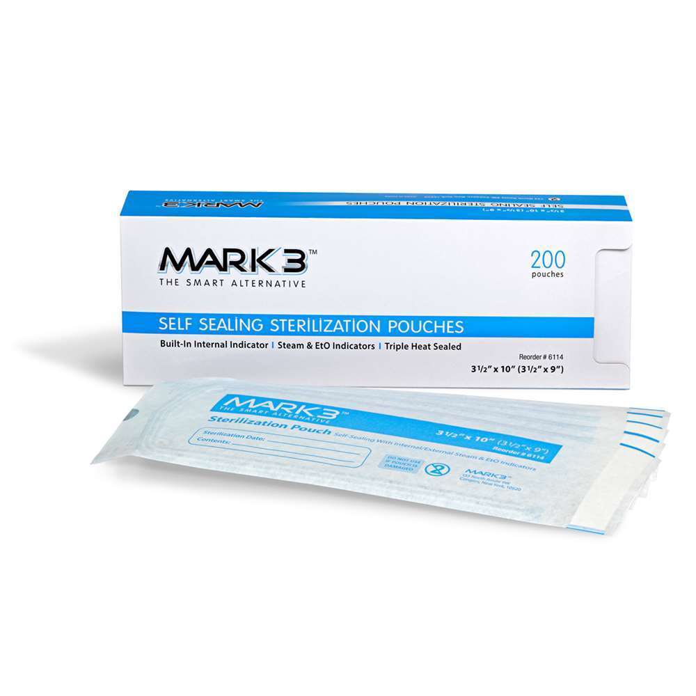 MARK3 Self Seal 2-1/4″ x 9″ (2-1/4″ x 8″) Sterilization Pouches 200/bx