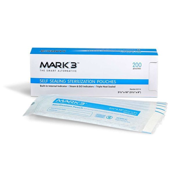 MARK3 Self Seal 3-1/2" x 10" (3-1/2" x 9") Sterilization Pouches 200/bx.