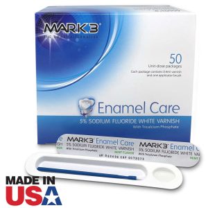MARK3 Enamel Care 5% Sodium Fluoride Varnish Assorted Pack B.Gum, Caramel, Mint & Straw. w/TCP 200/bx.