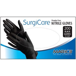 MARK3 SurgiCare Extra Large Black Nitrile Gloves 3.1 mil 200/bx.*